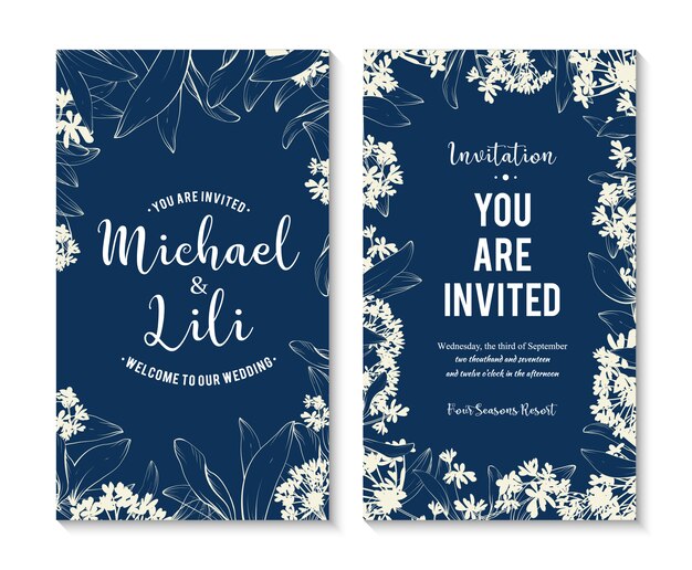 Beautiful floral banners set. Element for design or invitation card