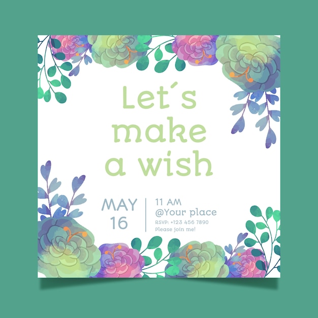 Free vector beautiful floral birthday invitation