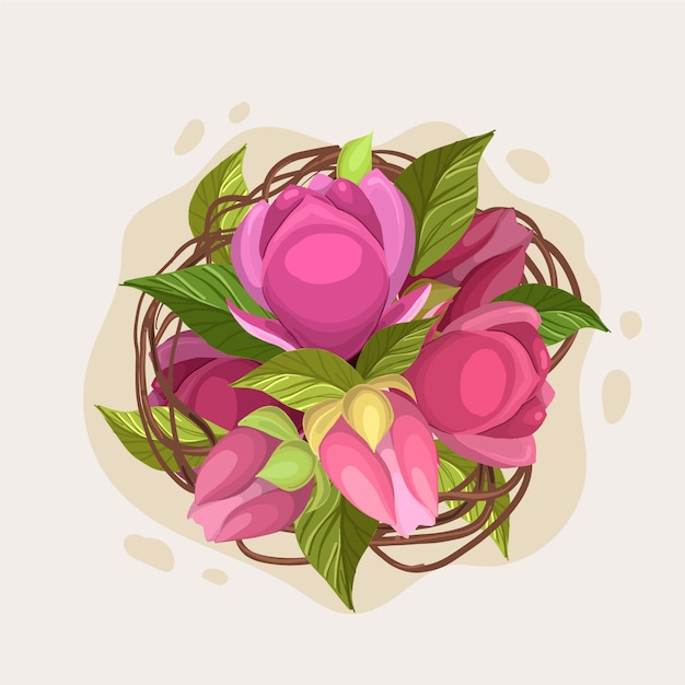 Free vector beautiful floral bouquet of pink roses