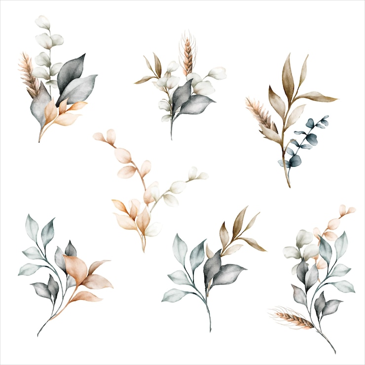 Free Vector beautiful floral bouquet with vintage watercolor flower and leaves