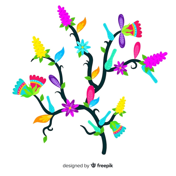 Free Vector beautiful floral branch with flat design