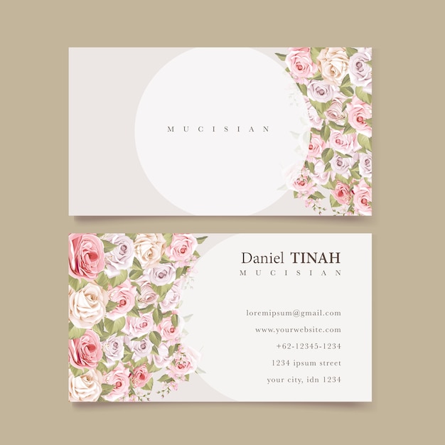 Free vector beautiful floral business card template