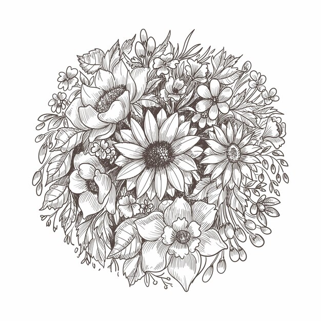 Beautiful floral composition decorative sketch  