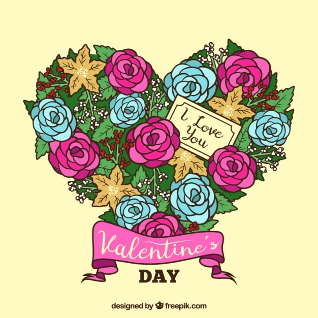 Бесплатное векторное изображение Красивые цветочные украшения на день святого валентина