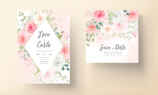 Свадебное приглашение с красивым цветочным дизайном