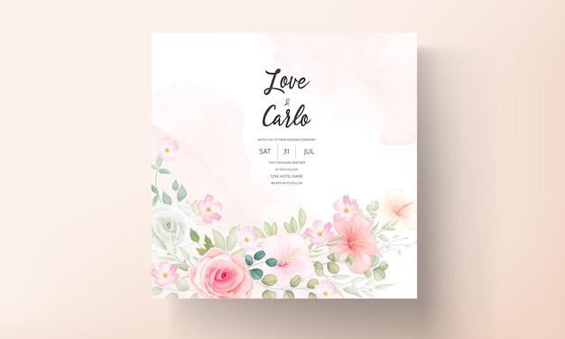 Beautiful floral design wedding invitation card