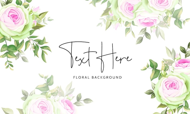 Beautiful floral frame background with blooming rose flower