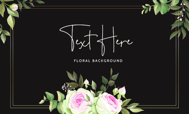 Beautiful floral frame background with blooming rose flower