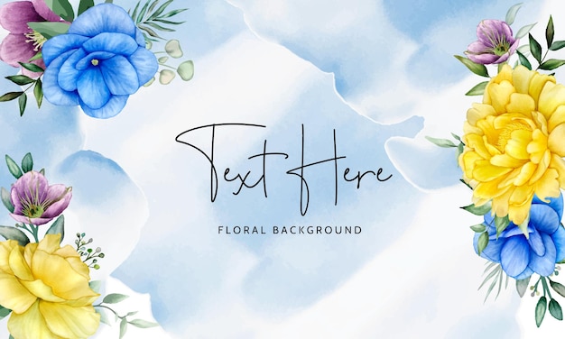 Free vector beautiful floral frame background with flower watercolor