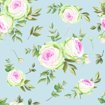 Beautiful floral frame seamless pattern with blooming rose flower