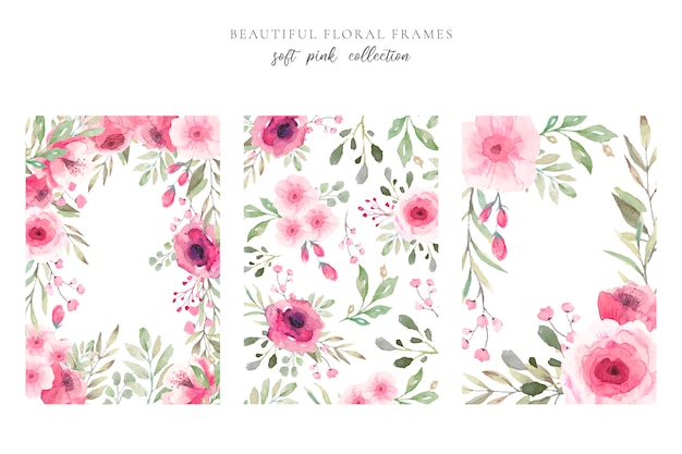 Beautiful floral frame in soft pink colors