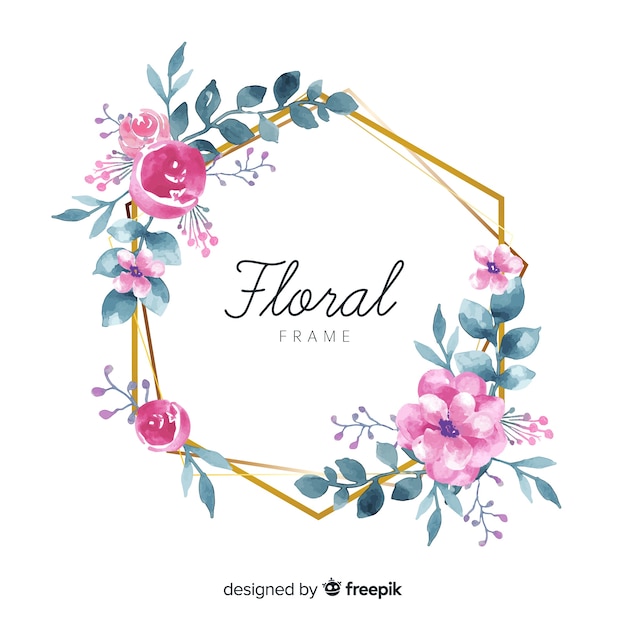 Free vector beautiful floral frame in watercolor style