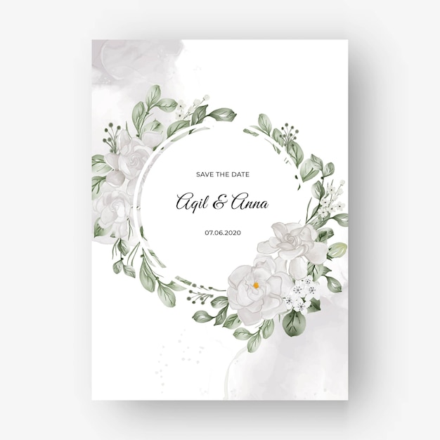 Vettore gratuito bellissima cornice floreale per matrimonio con fiore bianco gardenia