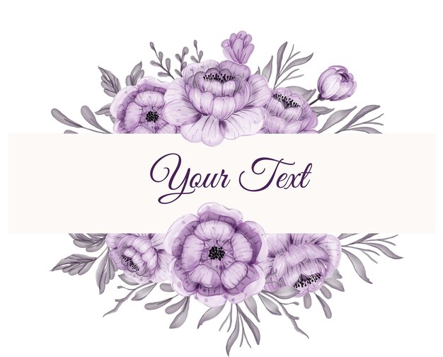 Beautiful floral frame with beautiful flower purple with leaves