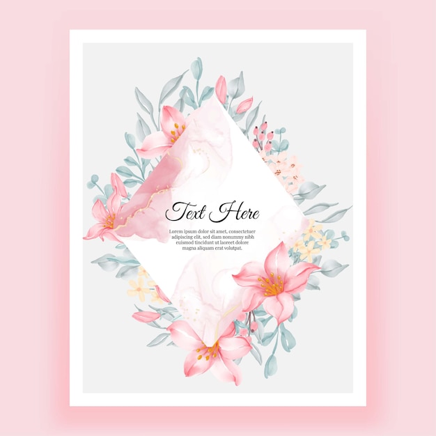 Beautiful floral frame with elegant flower lily pink