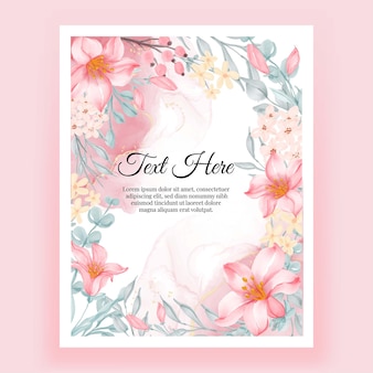 エレガントな​フラワーリリーピンク​の​美しい​花柄​フレーム