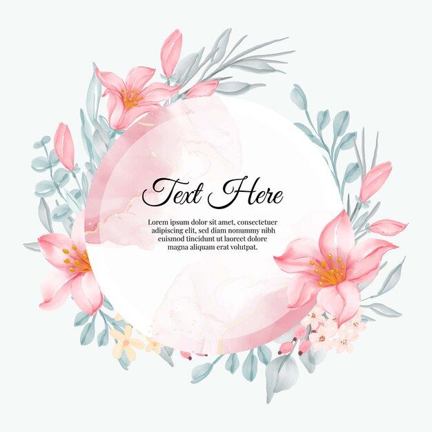 Beautiful floral frame with elegant lily pink