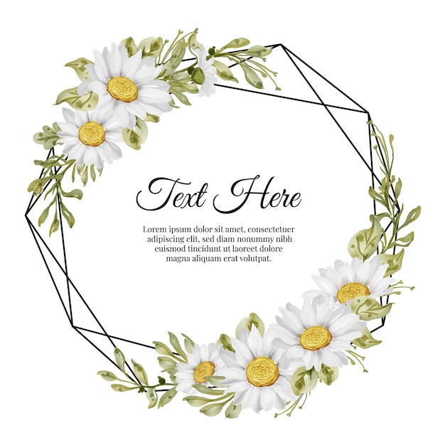 Free vector beautiful floral frame with elegant white daisy flower card