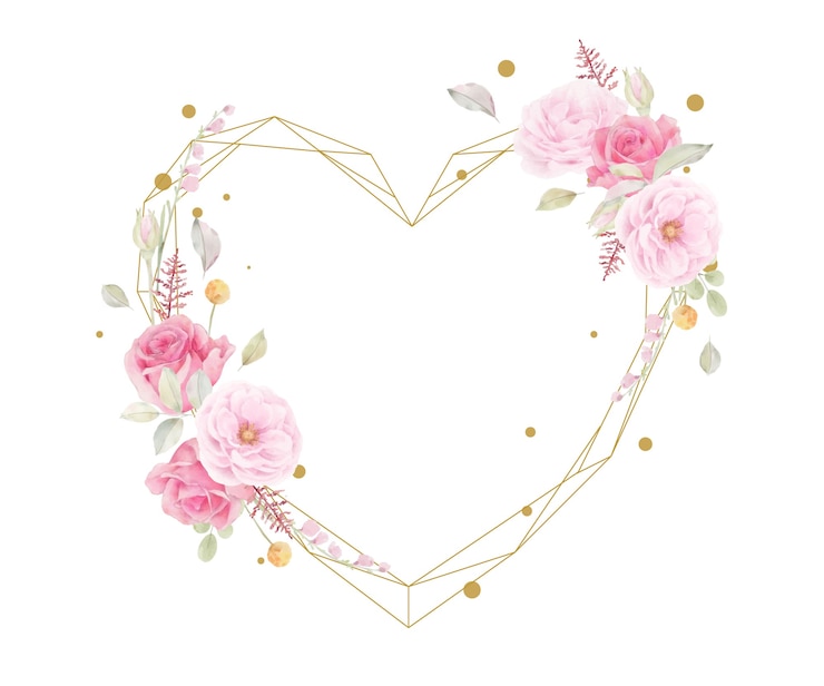 Free Vector beautiful floral frame with pink rose watercolor