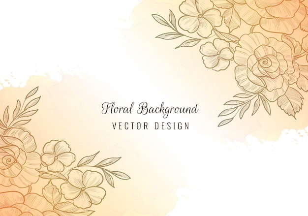 Free vector beautiful floral frame with watercolor background