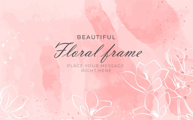 Free vector beautiful floral frame with watercolor background