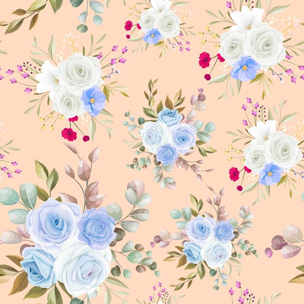 Beautiful floral hand drawn seamless pattern design