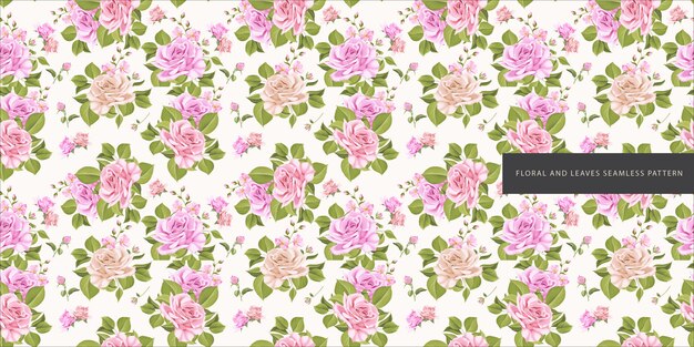 beautiful floral and leaves seamless pattern