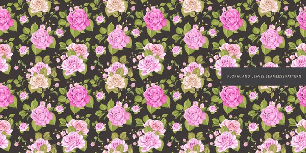 Beautiful floral and leaves seamless pattern