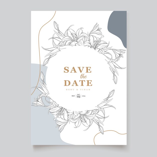 Beautiful floral lily flowers invitation card