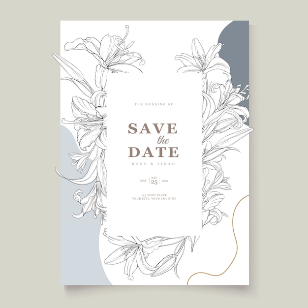 Beautiful floral lily flowers invitation card