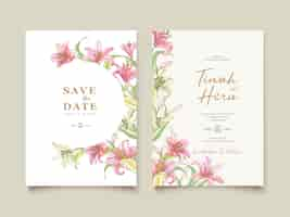 Free vector beautiful floral lily flowers invitation card