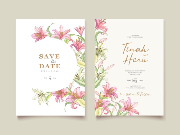 Beautiful floral lily flowers invitation card