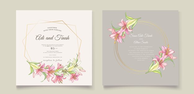 Beautiful floral lily flowers invitation card