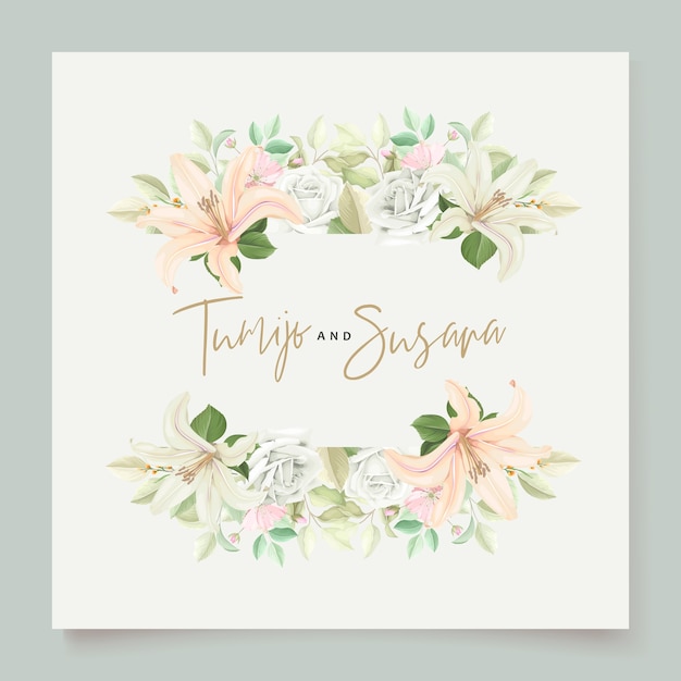 Beautiful floral lily flowers invitation card