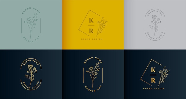 Beautiful floral logotype collection set