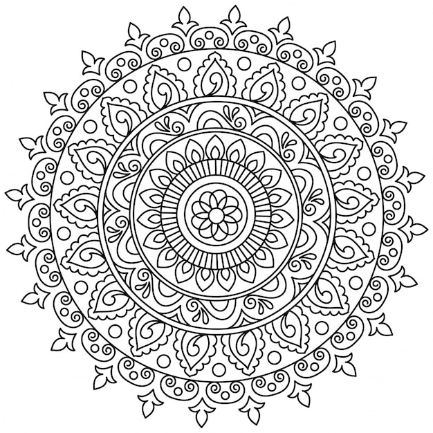 Красивый цветочный дизайн мандалы, творческий декоративный элемент декора в форме круга.