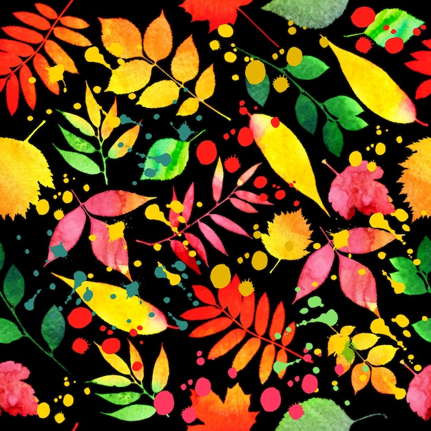 Beautiful floral pattern with bright autumn leaves