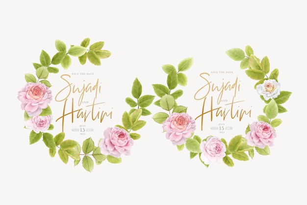 Free vector beautiful floral roses wreath and frame design