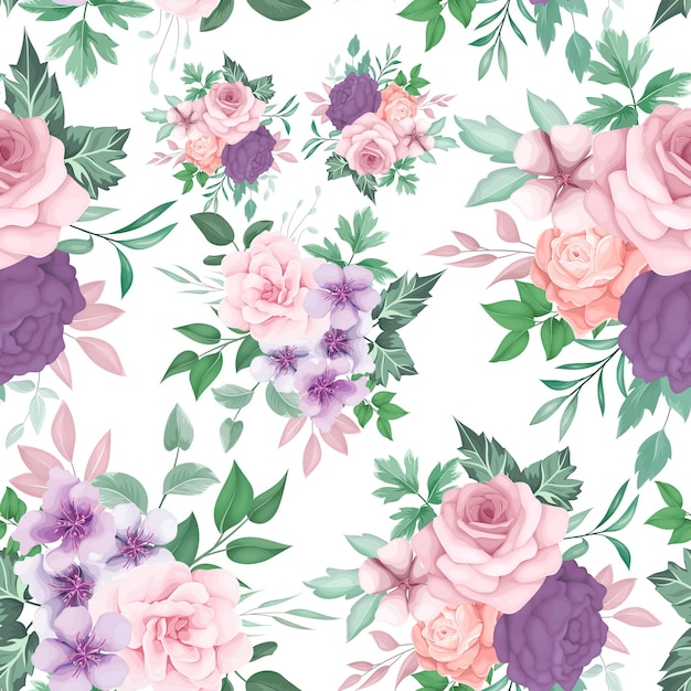Free vector beautiful floral seamless pattern design