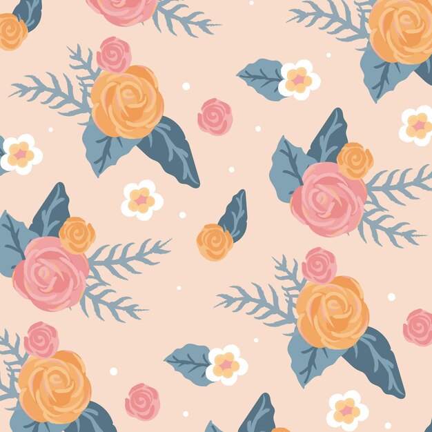 Beautiful floral seamless pattern on pink background