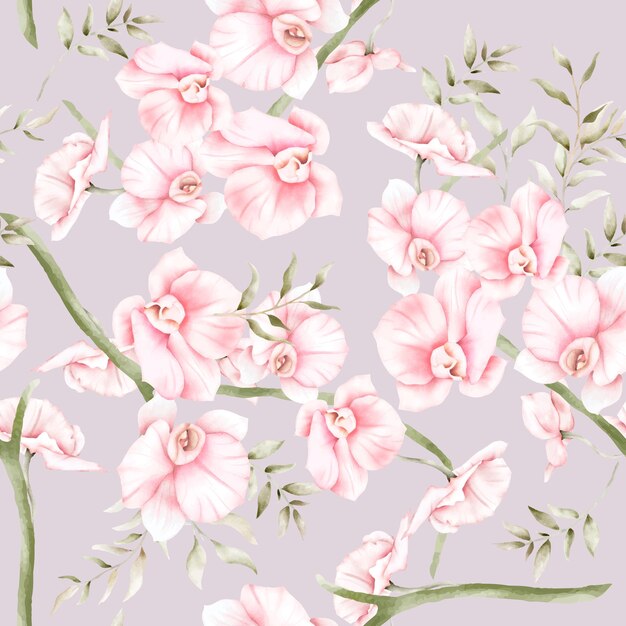 Free vector beautiful floral seamless pattern with elegant vintage flower and leaves
