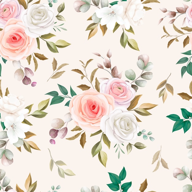 Free vector beautiful floral seamless pattern