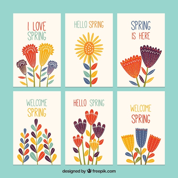 美しい花の春のカードセット