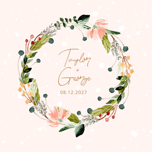 Beautiful floral watercolor wreath