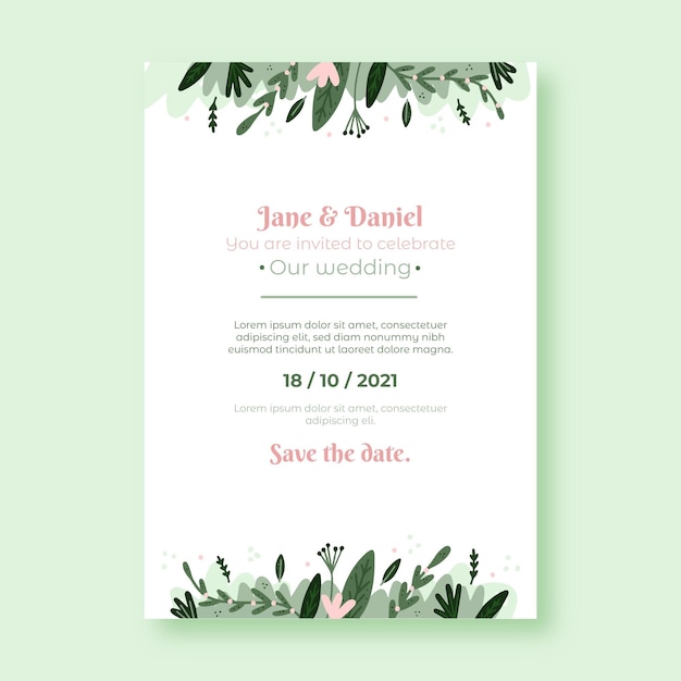 Beautiful floral wedding card template