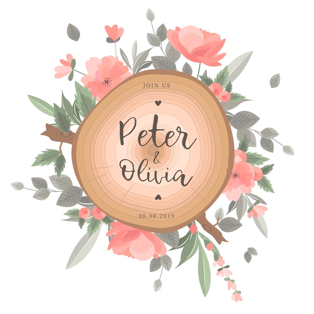 Free vector beautiful floral wedding card