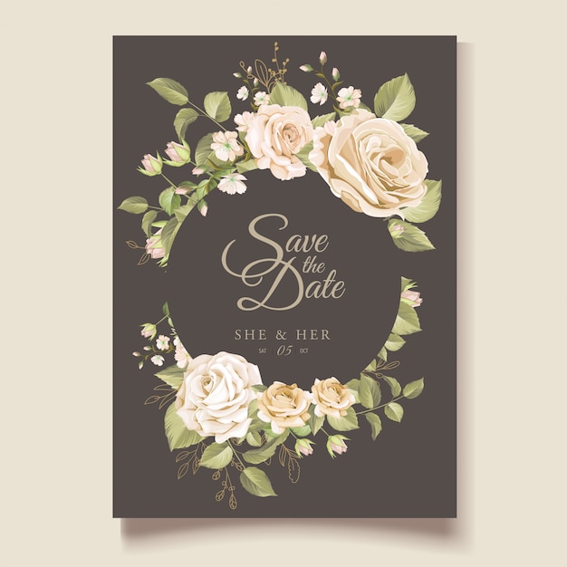 beautiful floral wedding invitation card template