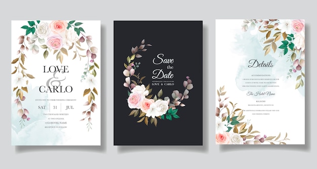 beautiful floral wedding invitation card template