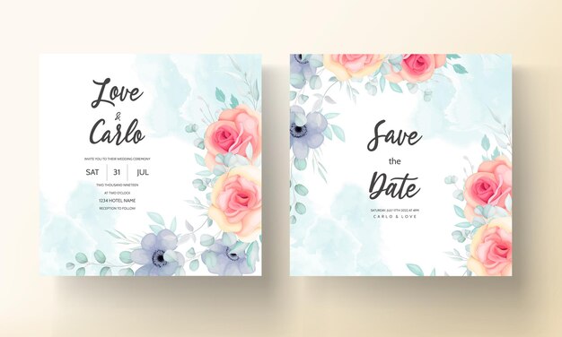 beautiful floral   wedding invitation card template