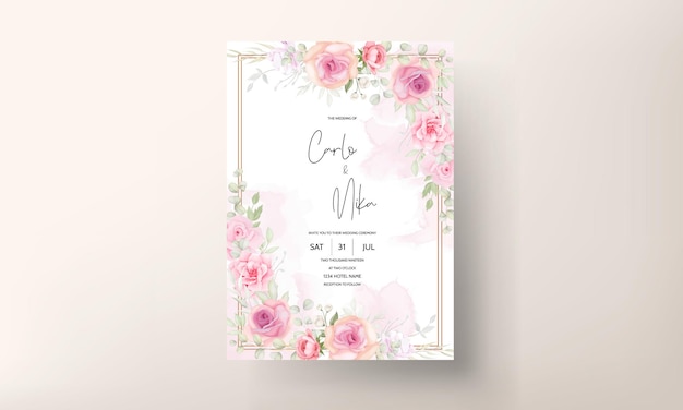 Beautiful floral   wedding invitation card template